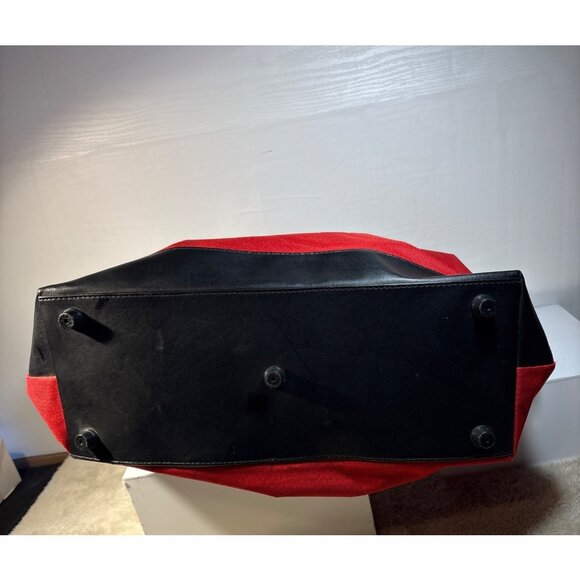 Walt Disney World Duffle Bag Mickey Mouse 1971 Red Black Carry On Leather Base H - Picture 11 of 14